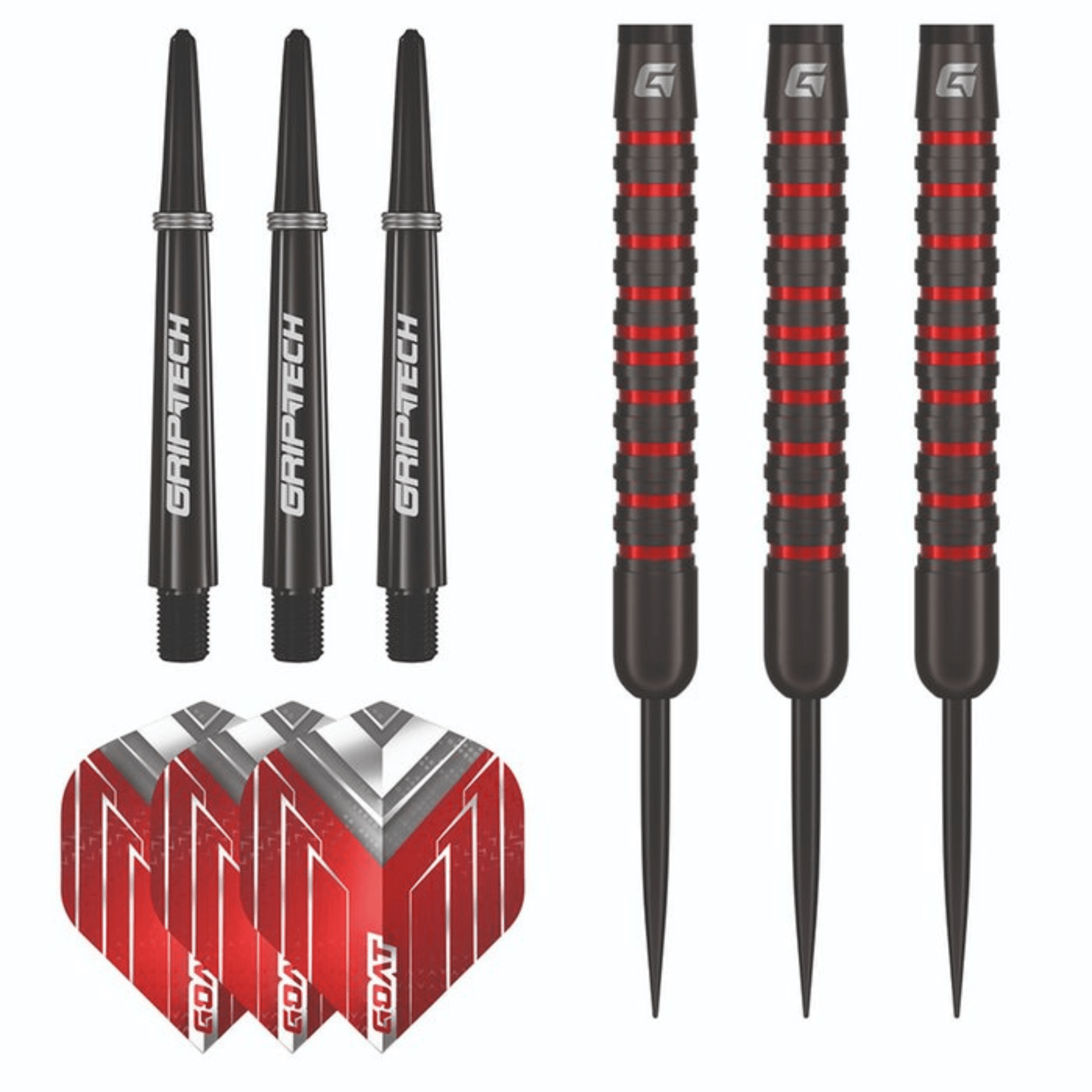 GOAT Podium Black & Red Steeldarts Packungsinhalt