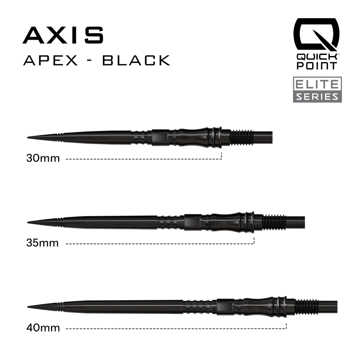 Harrows Apex Axis Elite Series Quick Point Spitzen Black Maße