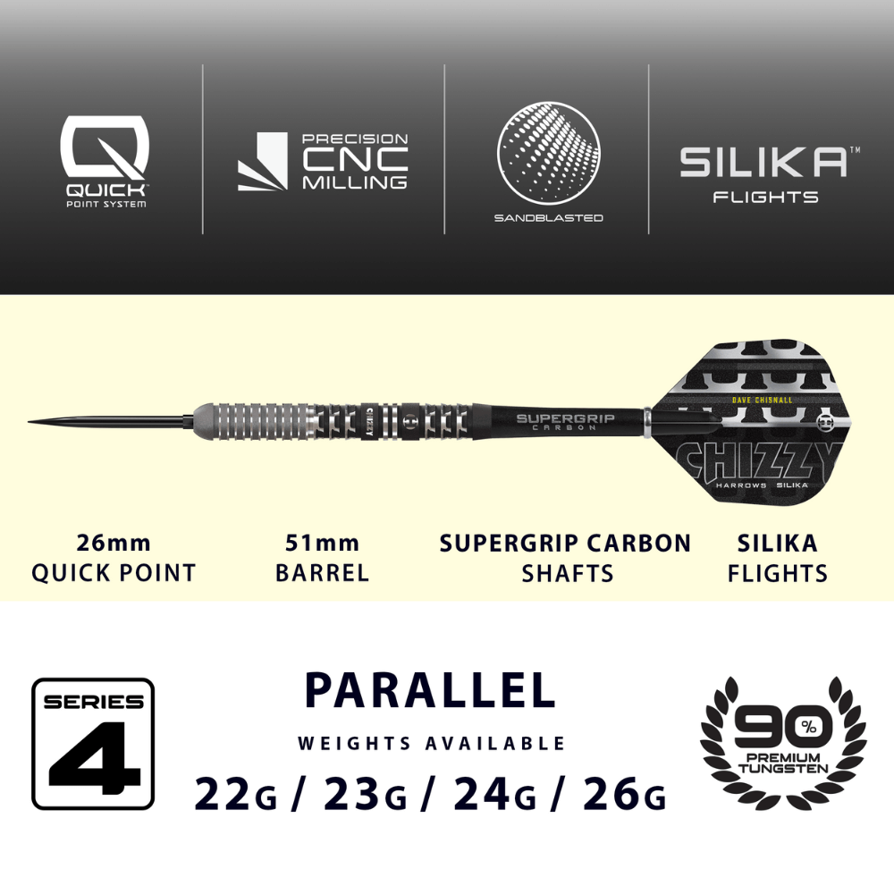 Harrows Chizzy Series 4 QP Steeldarts Abmessungen