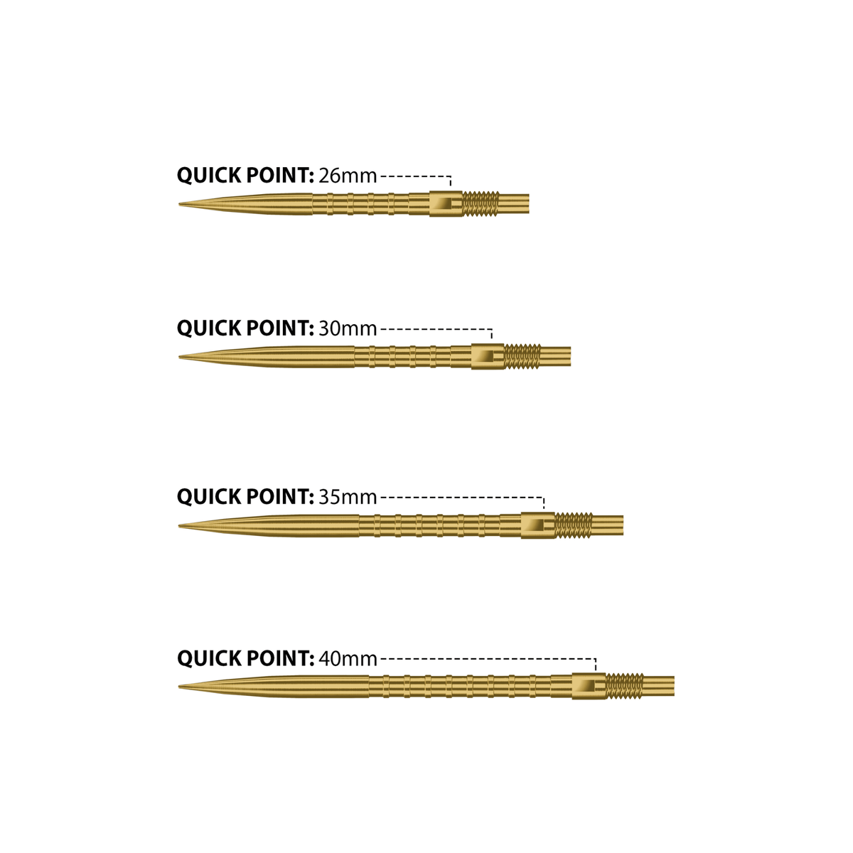 Harrows Heavy Metal Quick Point Spitzen Gold Maße