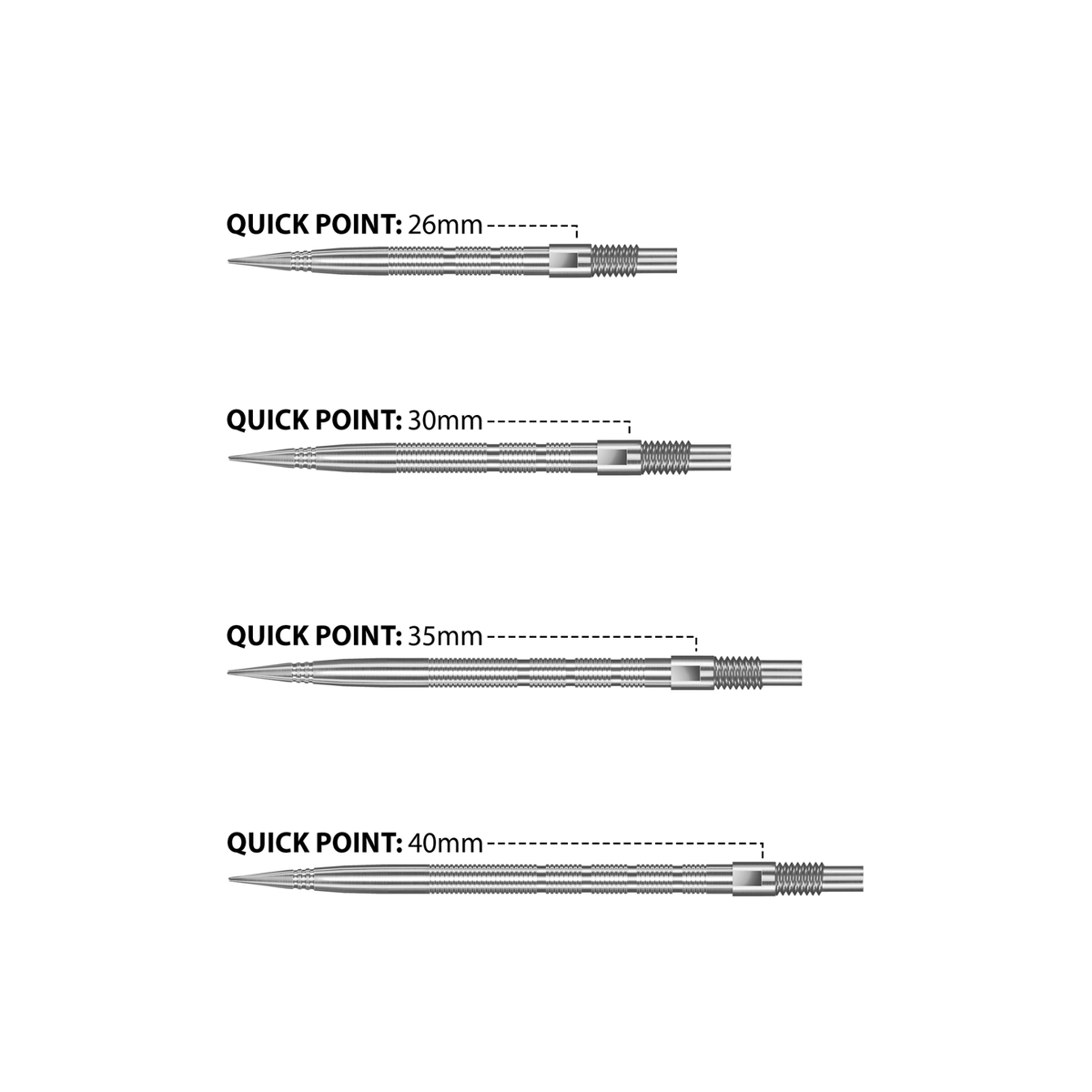 Harrows Micro Grip Quick Point Spitzen Silver Maße