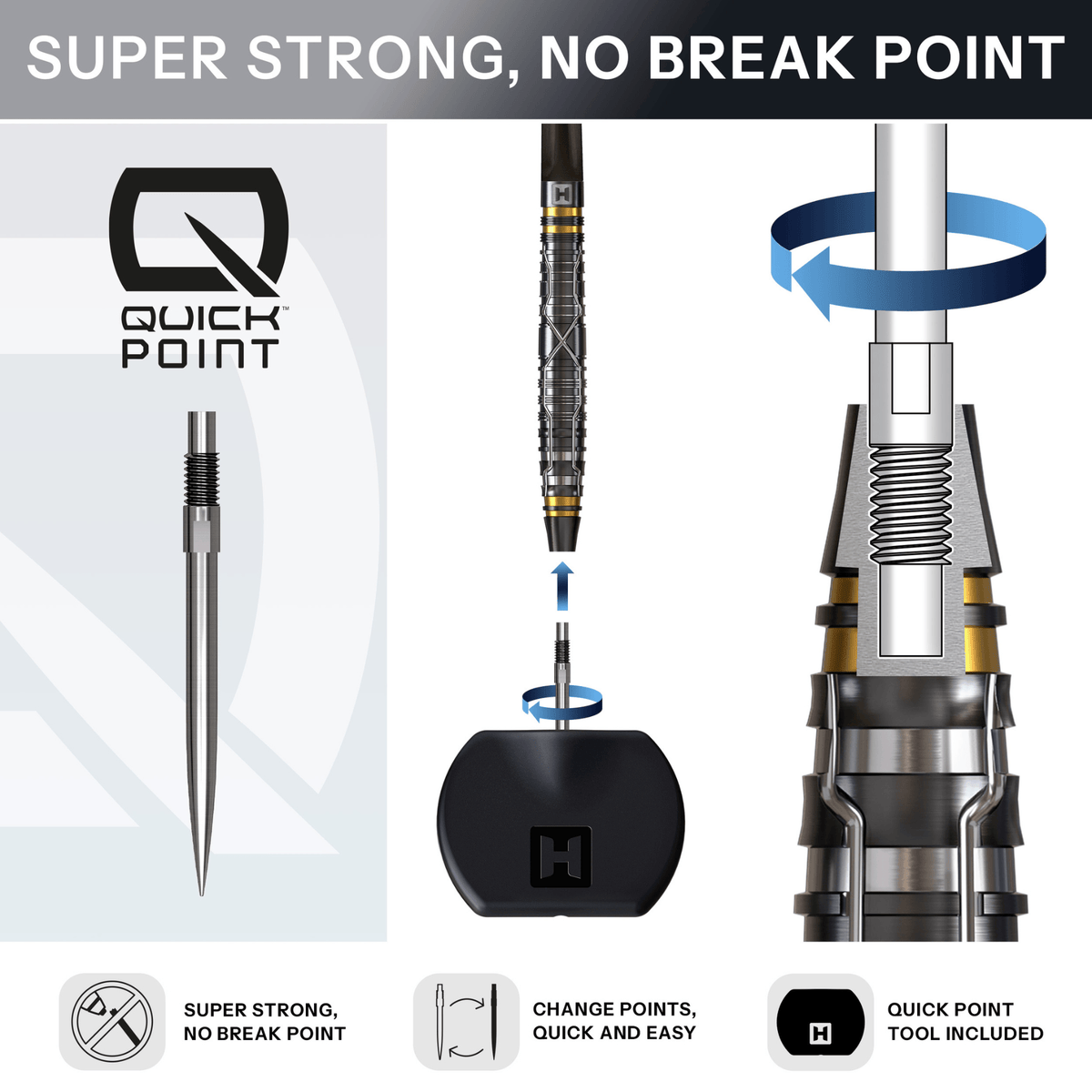 Harrows NX Luxe Tapered Quick Point Steeldarts Details Quick Point
