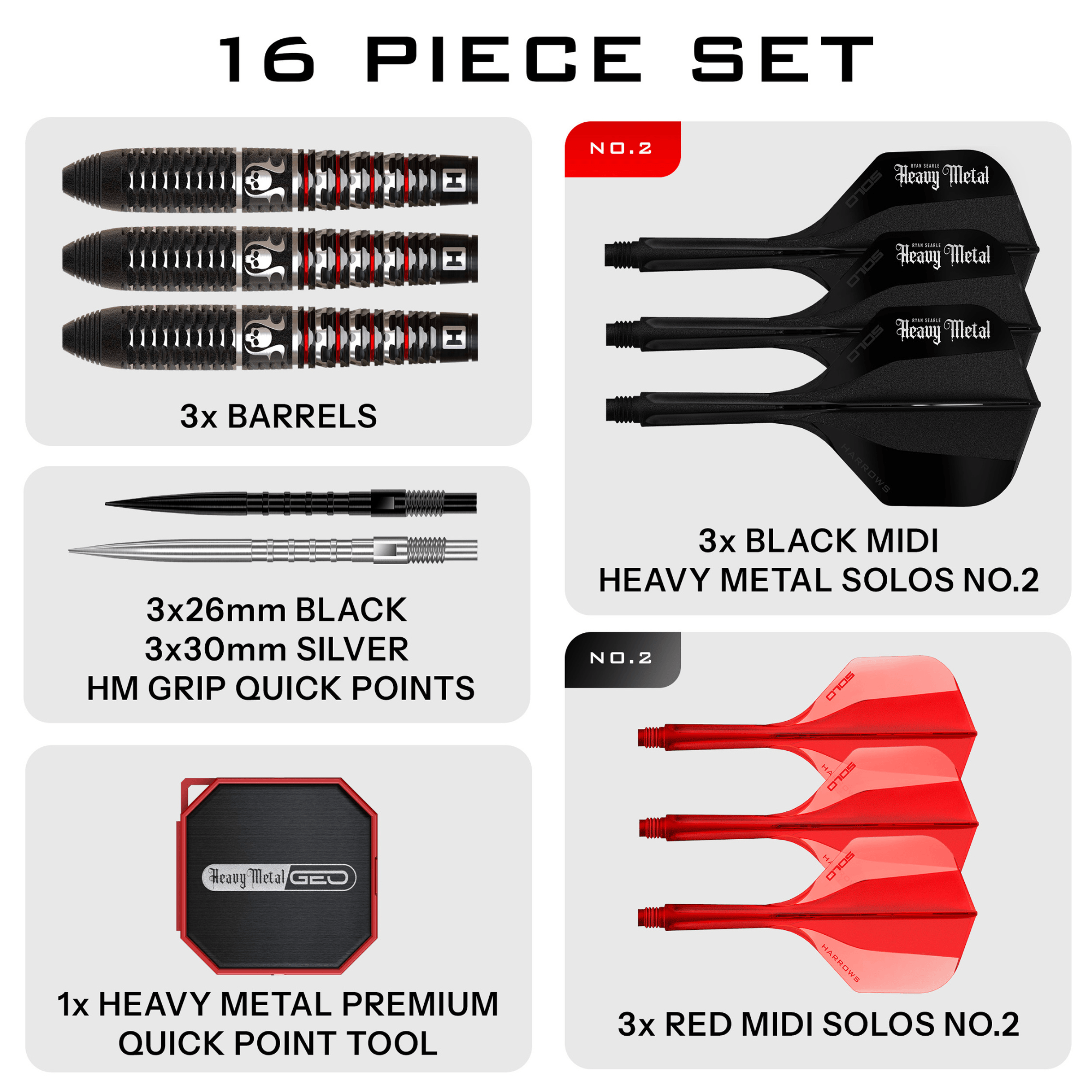 Harrows Ryan Searle Geo Quick Point Steeldarts Packungsinhalt