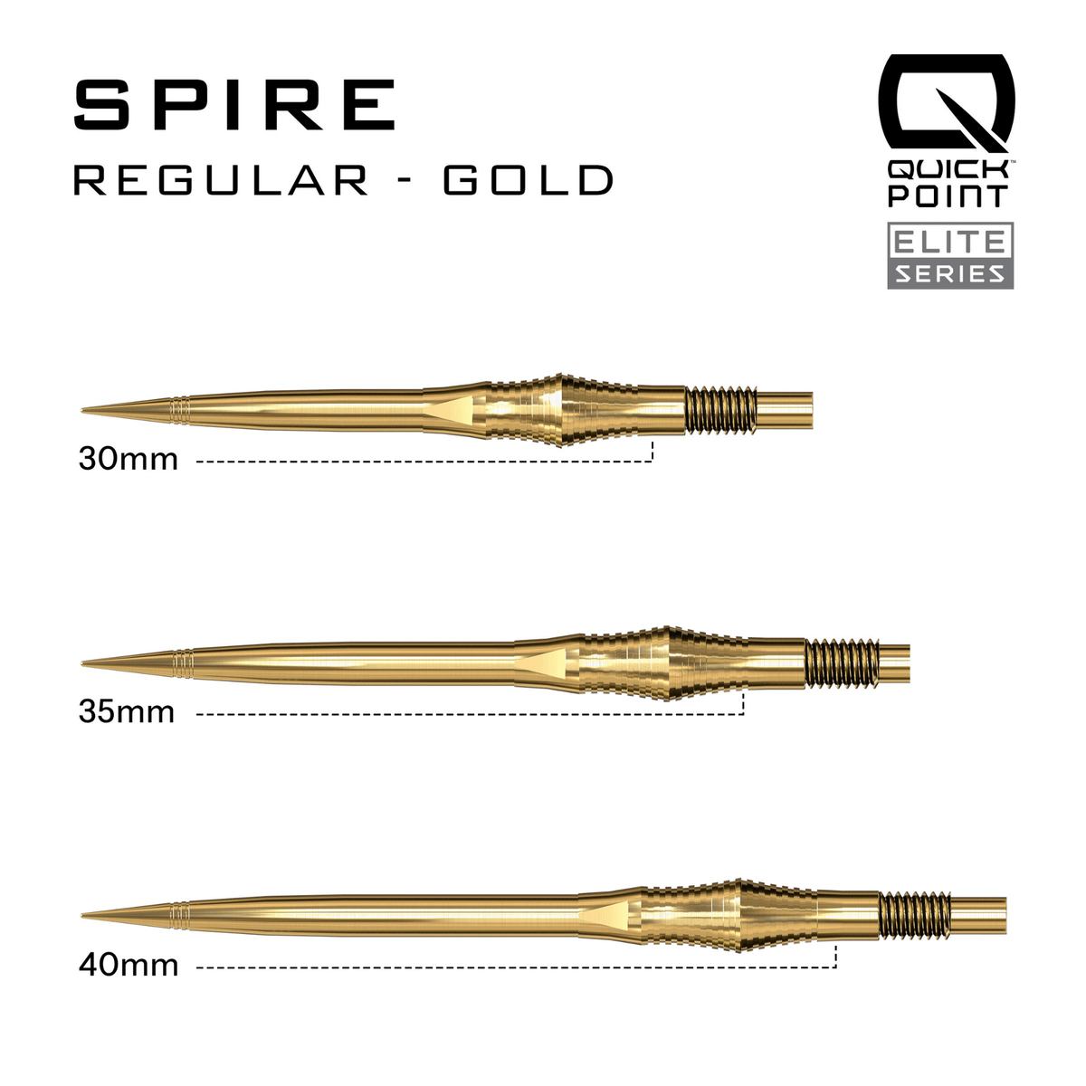 Harrows Spire Elite Series Quick Point Spitzen Gold Maße