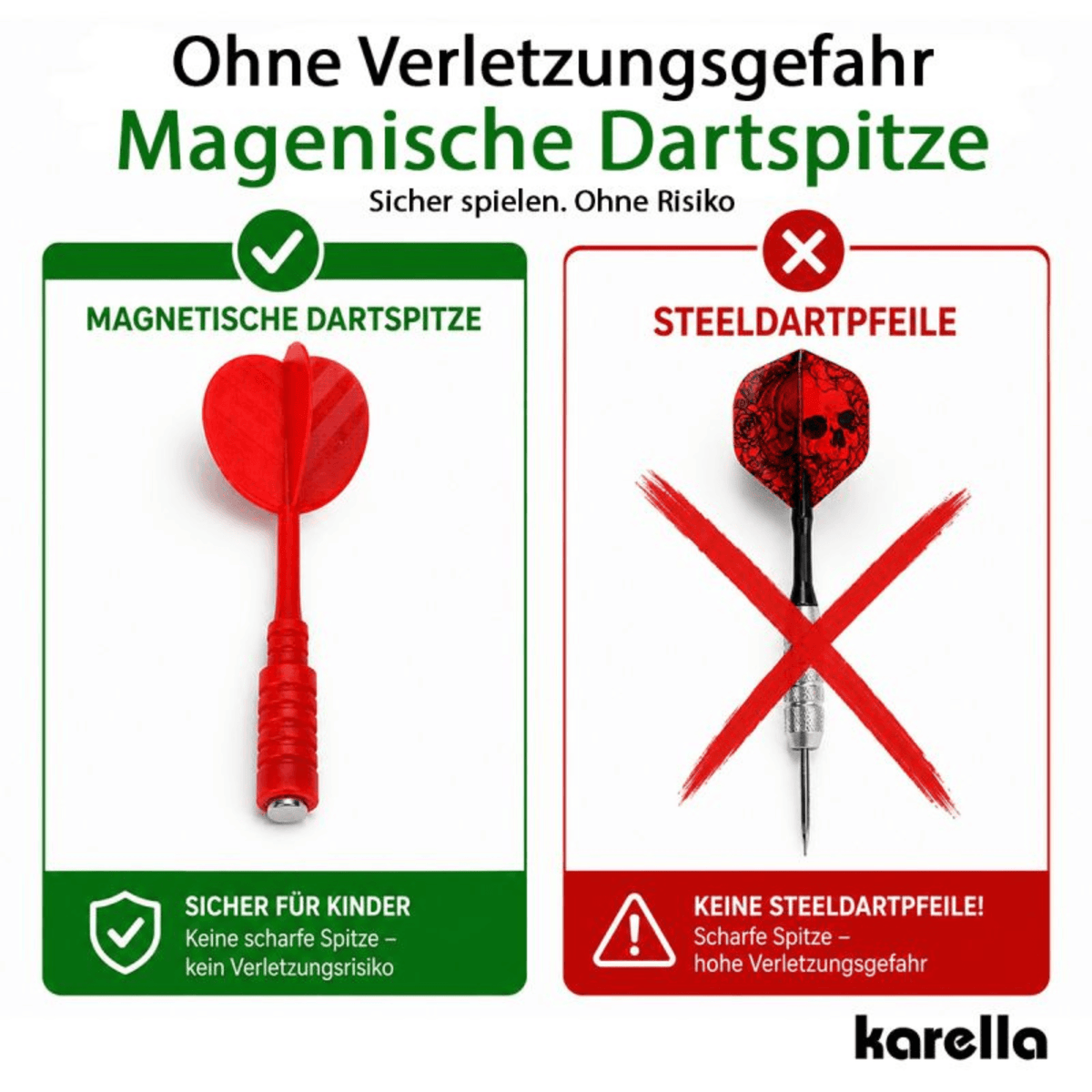 Karella Magnet Dartpfeile - rot Unterschied zu Erwachsenen Dart