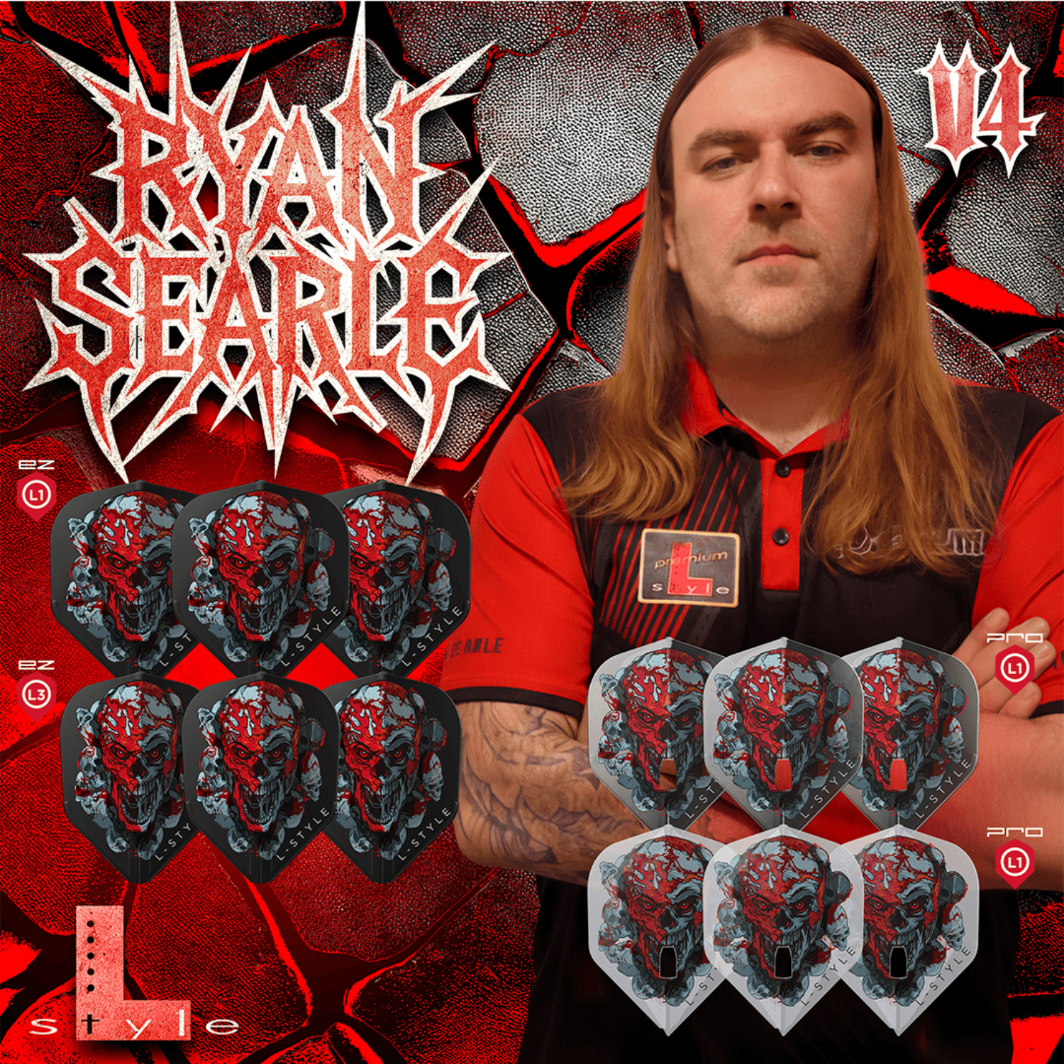 L-Style L1EZ Ryan Searle V4 Black Flights Player