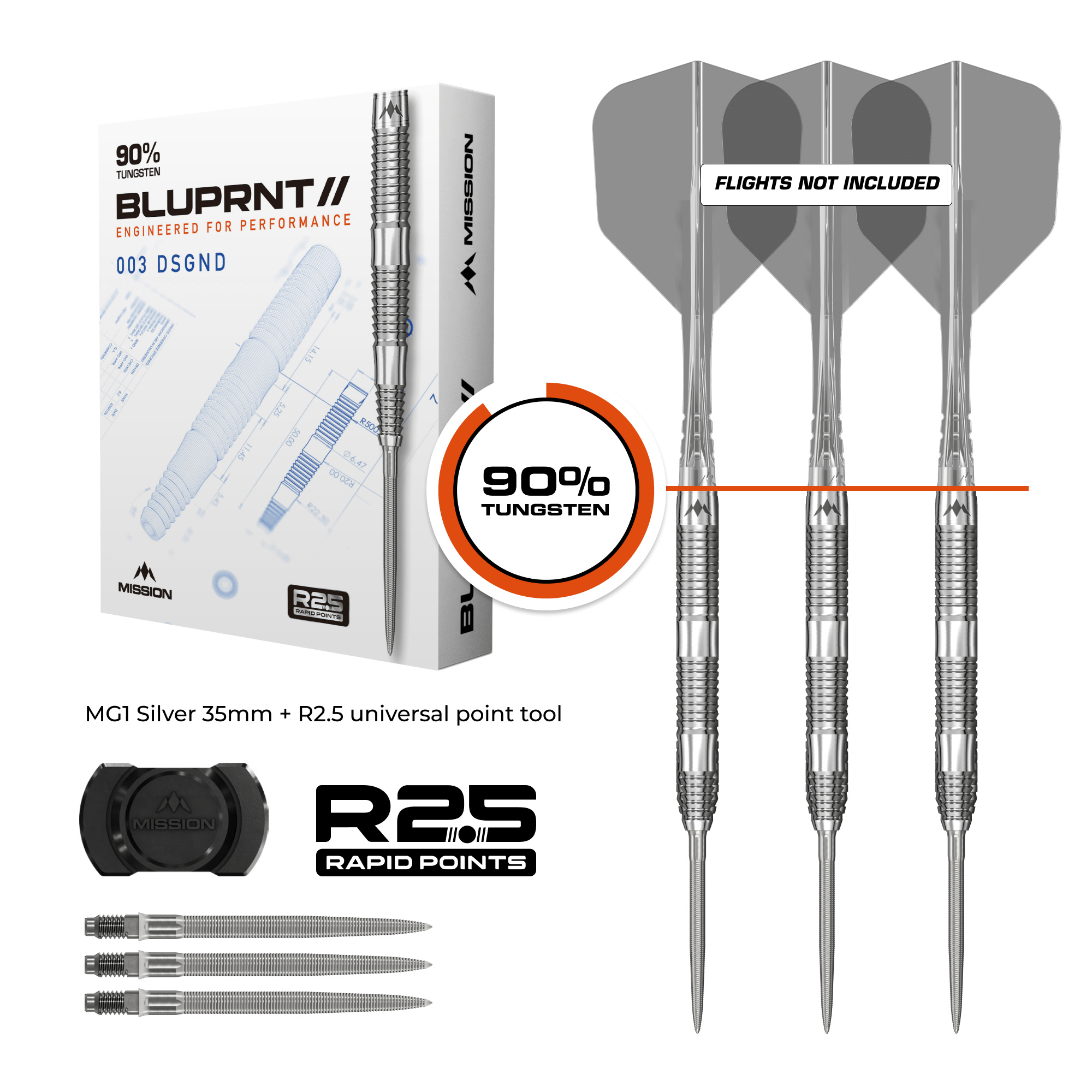 Mission BLUPRNT DSGND Rapid Point Steeltips Packungsinhalt