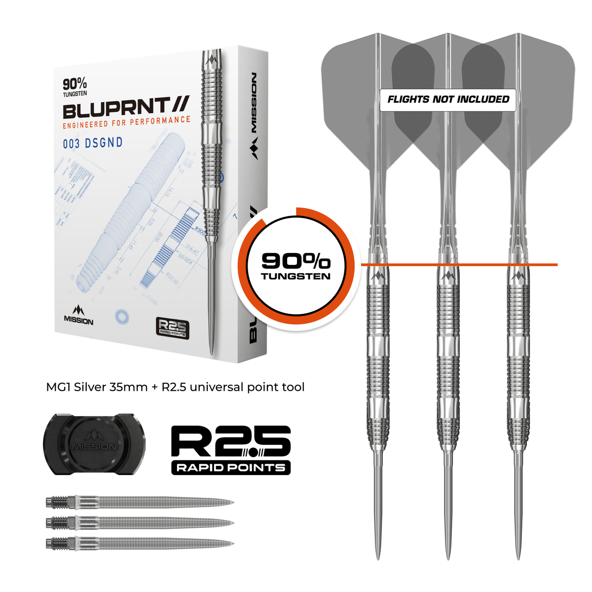 Mission BLUPRNT DSGND Rapid Point Steeltips Packungsinhalt