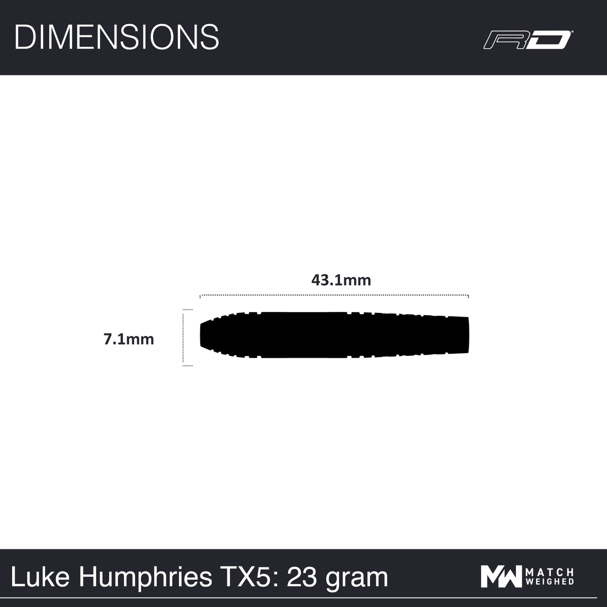 Red Dragon Luke Humphries TX5 Steeldarts Maße 23g