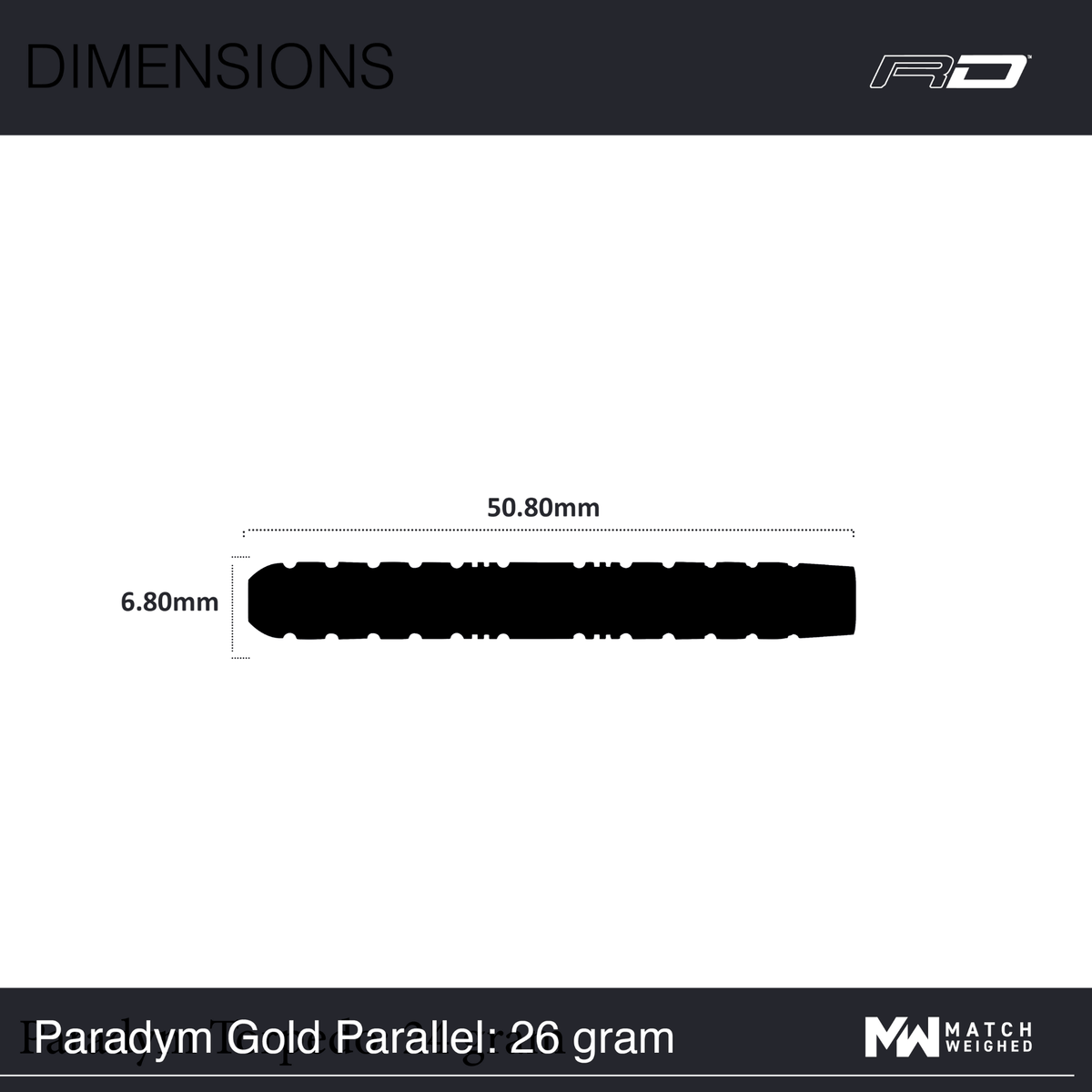 Red Dragon Paradym Gold Parallel Steeldarts Maße 26g