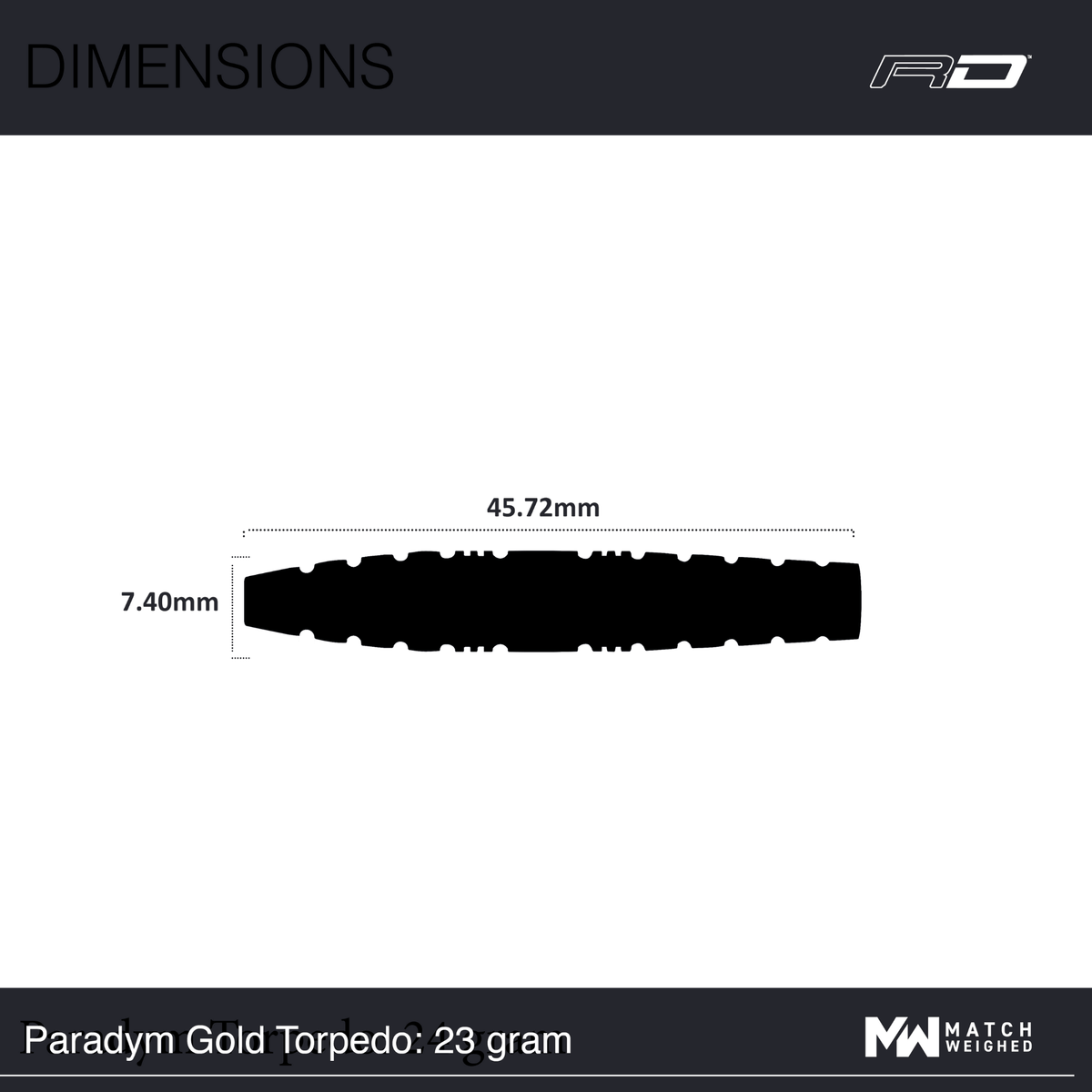 Red Dragon Paradym Gold Torpedo Steeldarts Maße 23g
