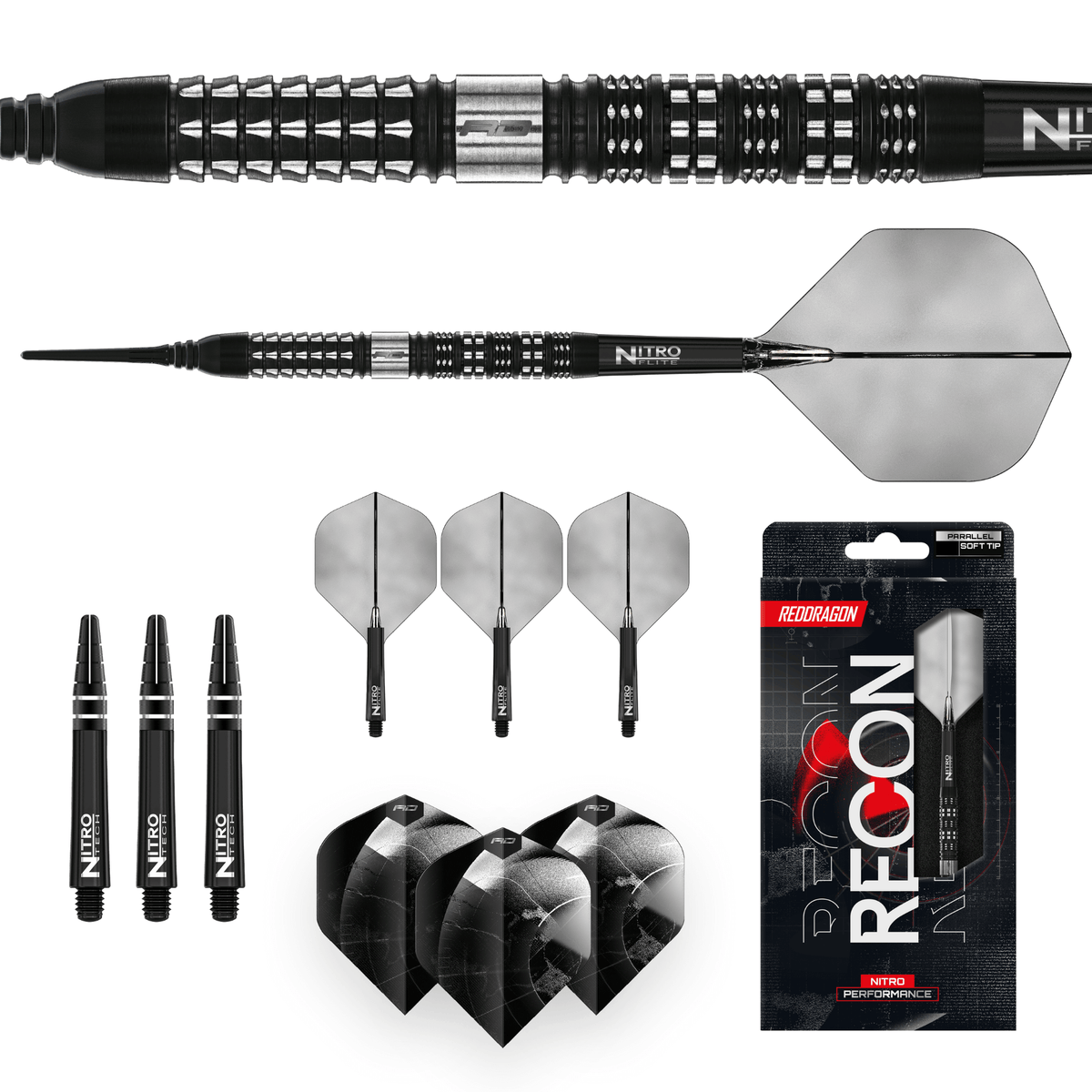 Red Dragon Recon Parallel Softdarts Packungsinhalt