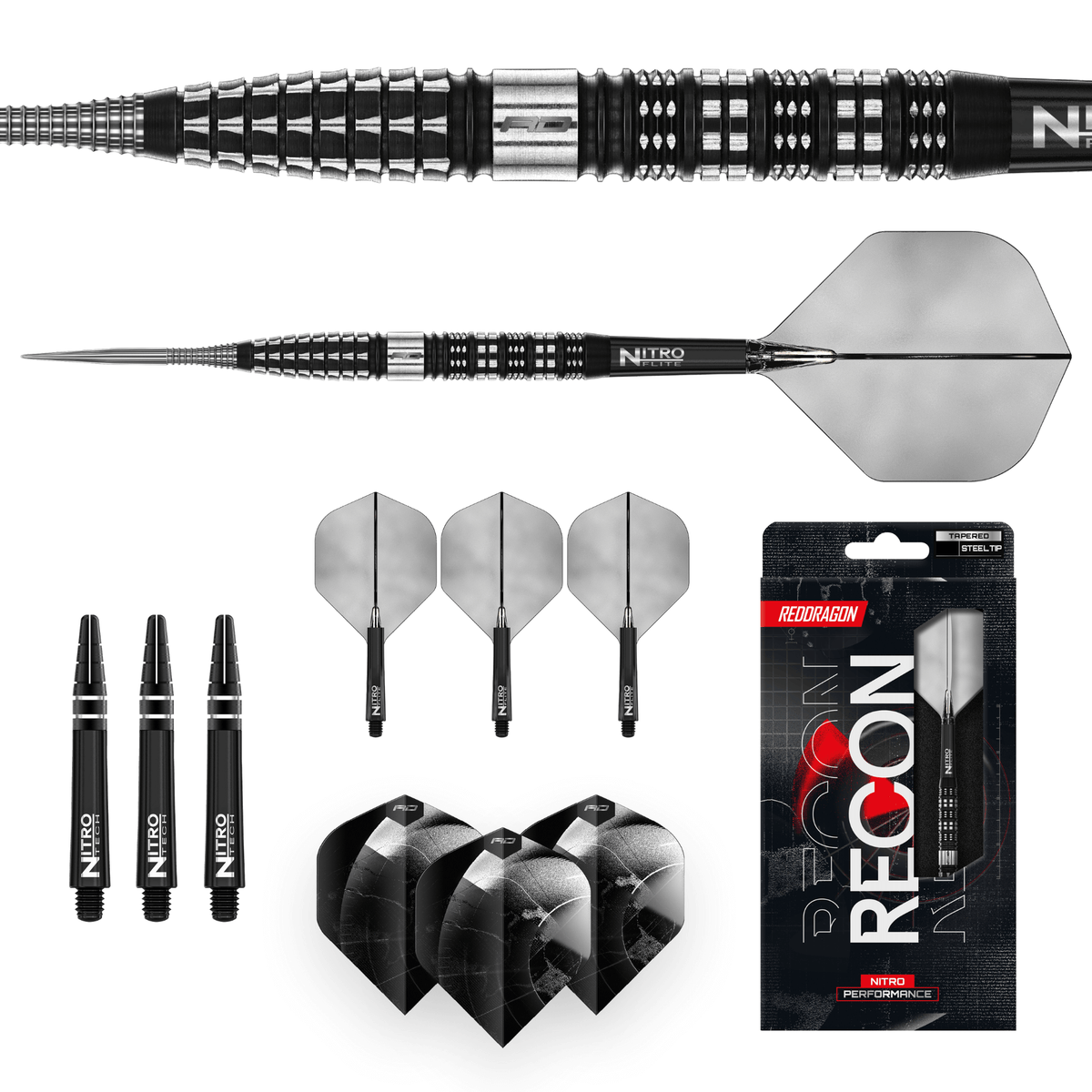 Red Dragon Recon Tapered Steeldarts Packungsinhalt
