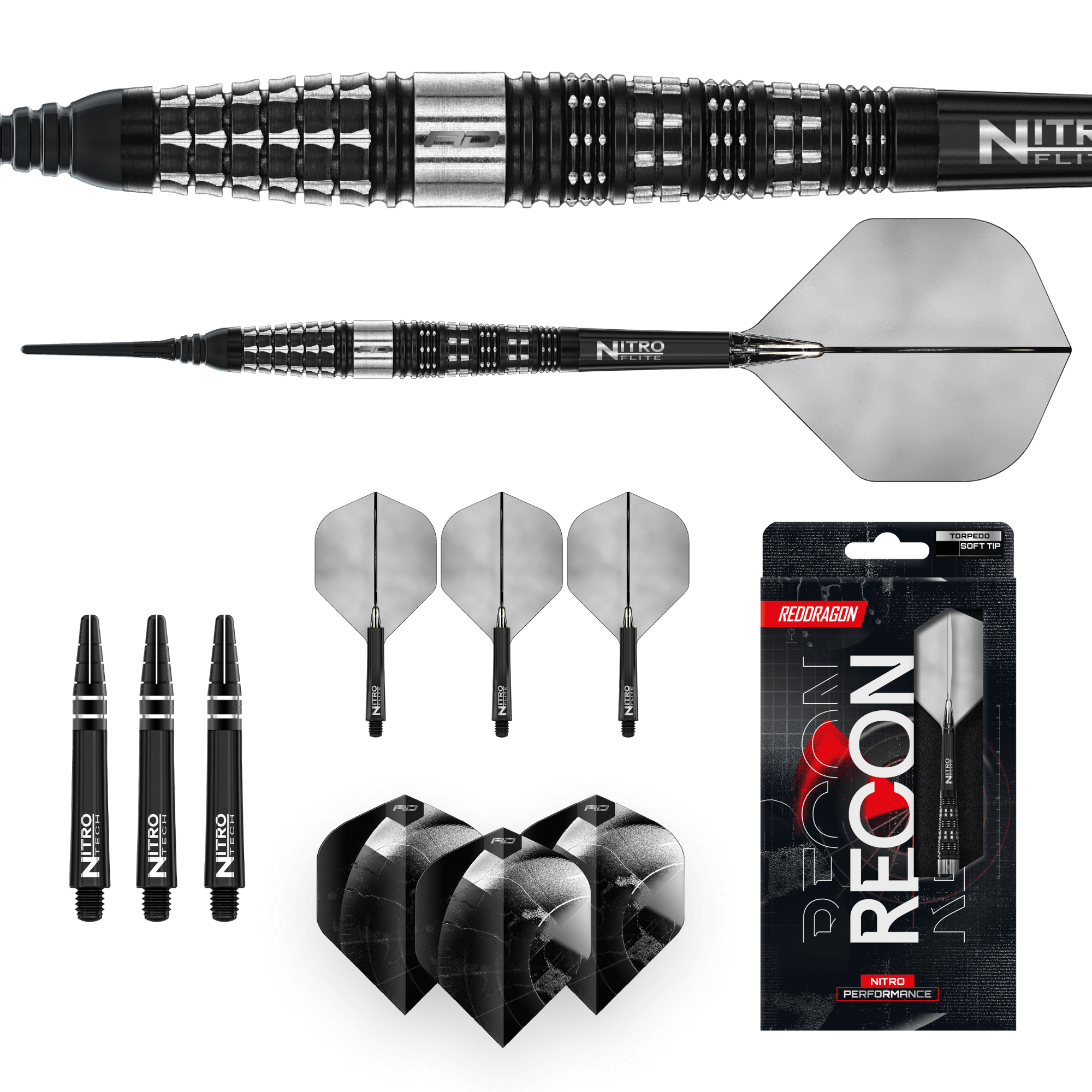Red Dragon Recon Torpedo Softdarts Packungsinhalt