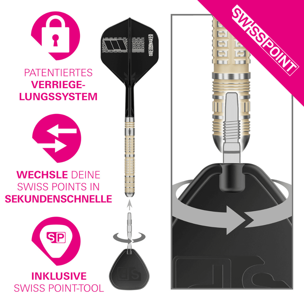 Target Dimitri van den Bergh 95K Swiss Point Steeldarts Detail