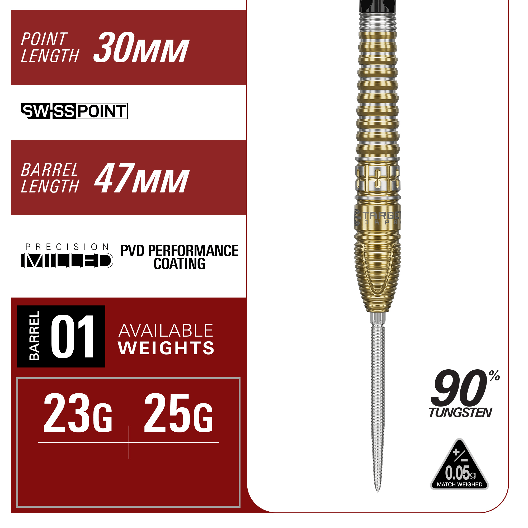 Target Japan Harith Lim Prime Series Hot Shot Gen 3 Steeldarts Maße Barrel