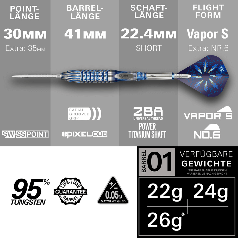 Target Phil Taylor Power Gx2 Swiss Point Steeldarts Längen