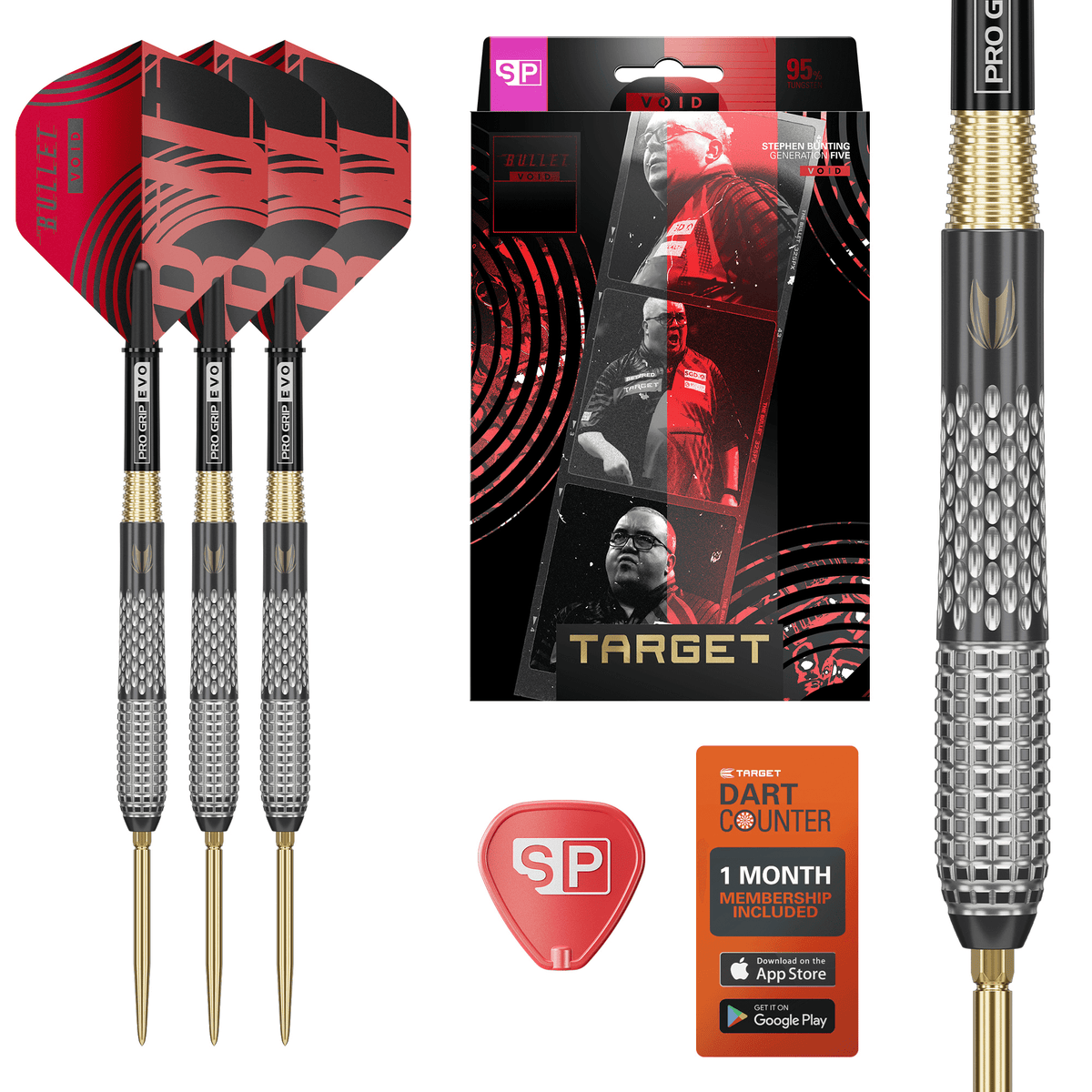 Target Stephen Bunting GEN 5 Void Swiss Point Steeldarts Lieferumfang