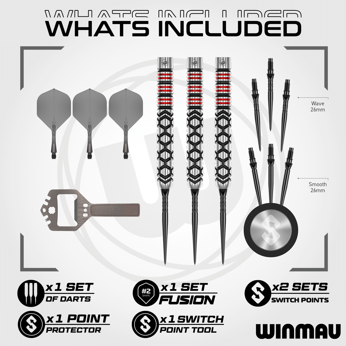 Winmau Fornax Parallel Switch Point Steeldarts Packungsinhalt