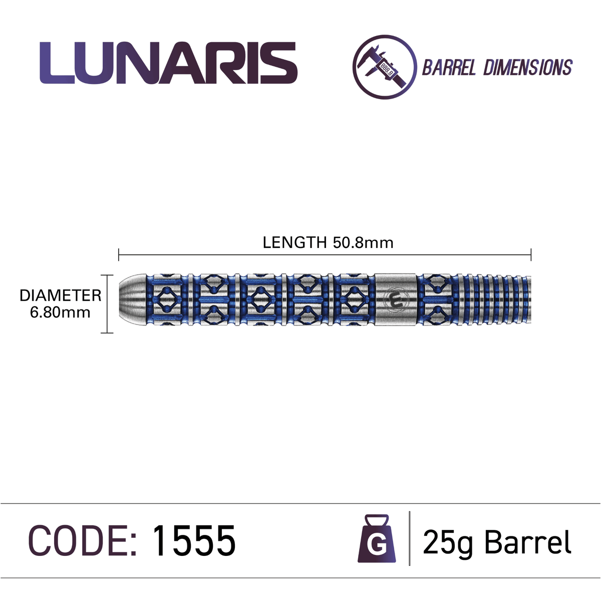 Winmau Lunaris Parallel Switch Point Steeldarts Maße 25g
