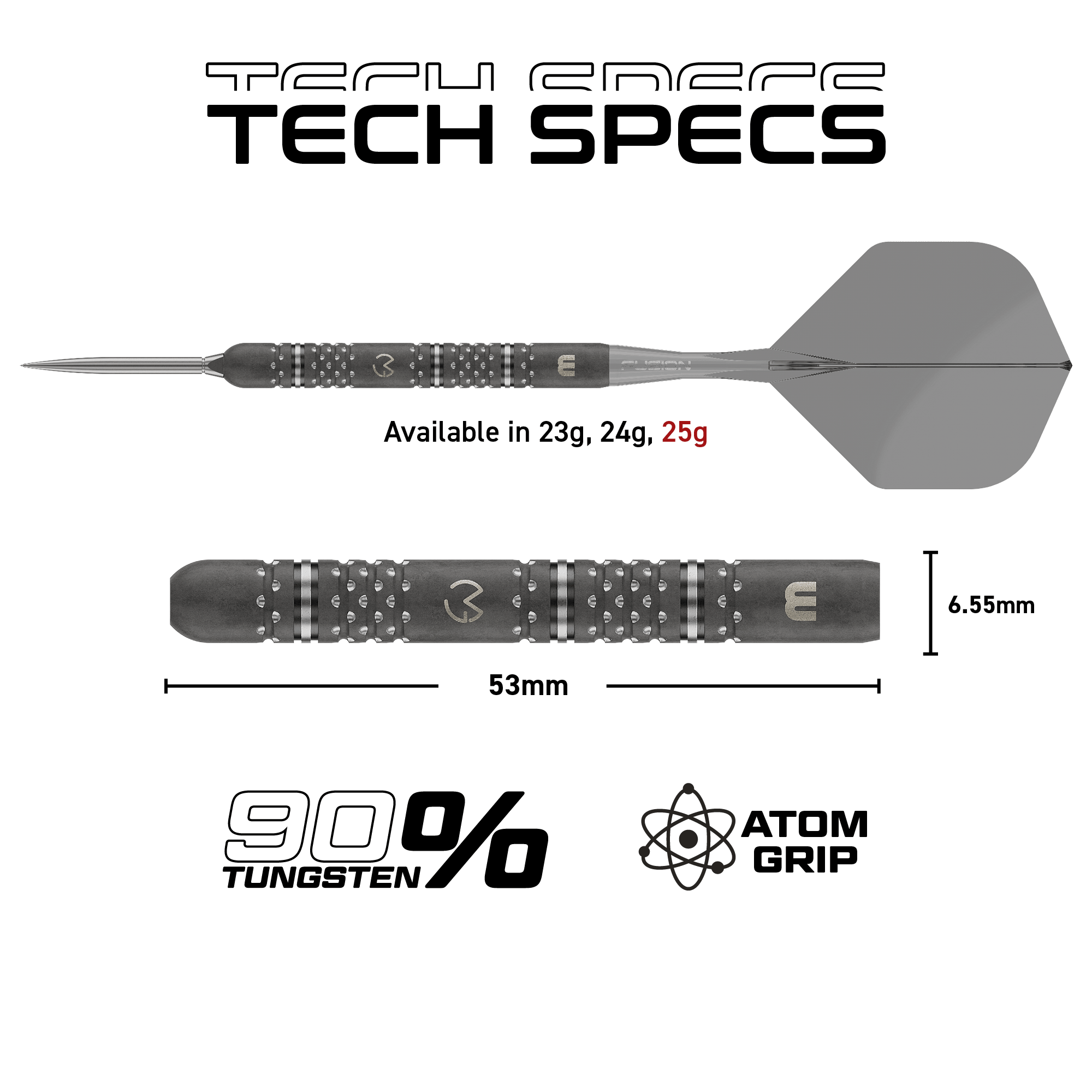 Winmau MVG TS-PRO Switch Point Steeldarts Maße 25g