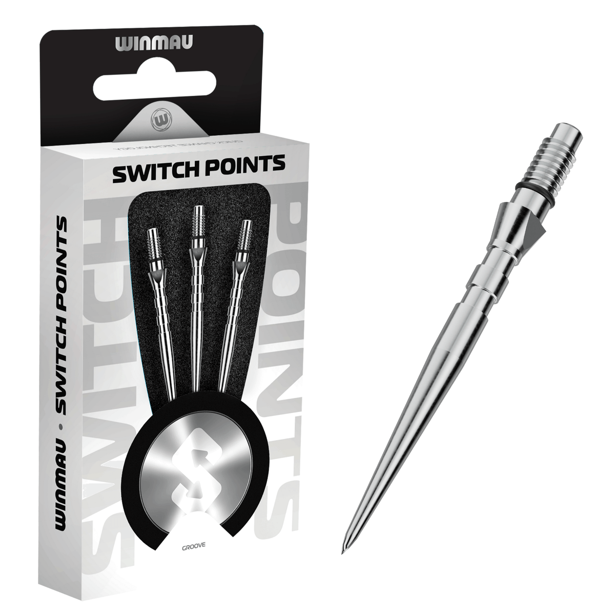 Winmau Switch Point Groove Silver Effect Spitzen Verpackung