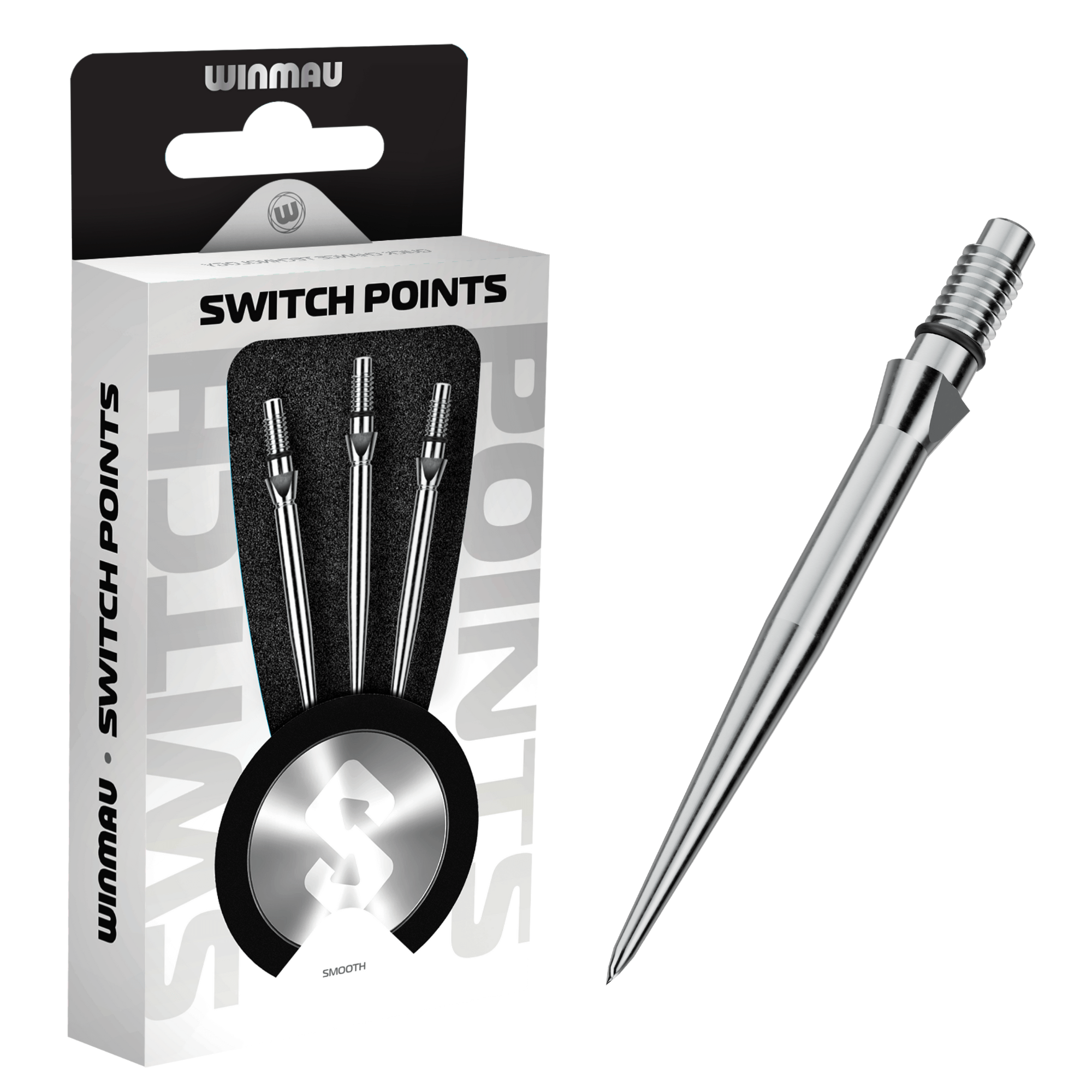 Winmau Switch Point Smooth Silver Effect Spitzen Verpackung