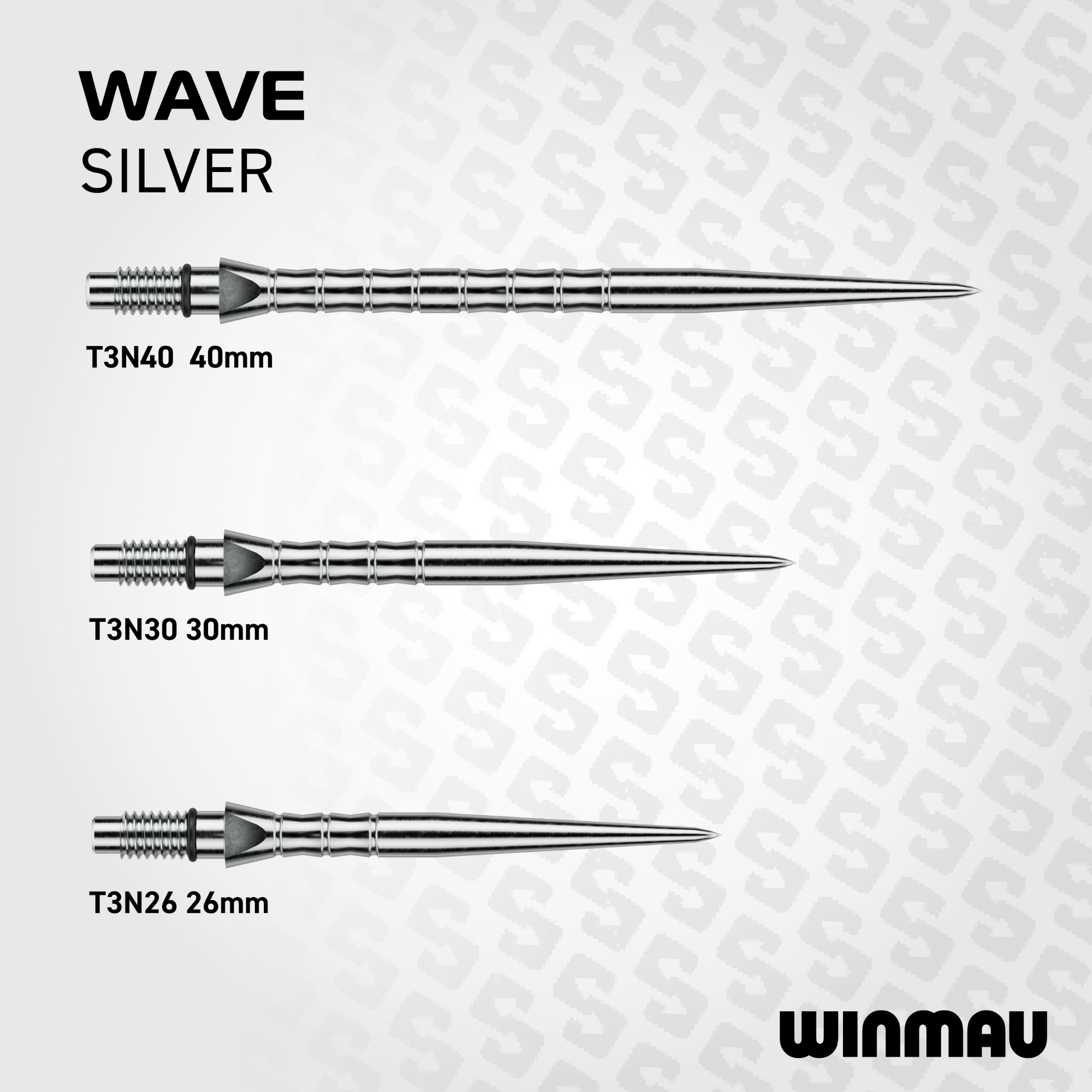 Winmau Switch Point Wave Silver Effect Spitzen Maße